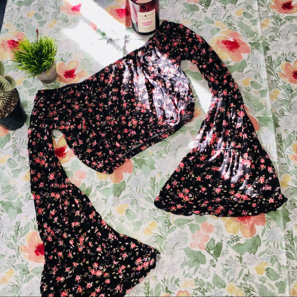 pacsun crop floral top off shoulder